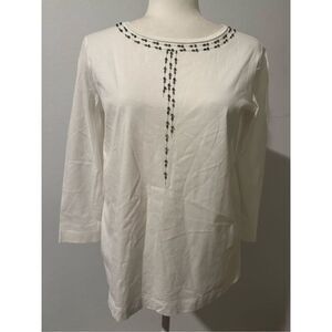 Max Mara studio white embellished neck long sleeve to S